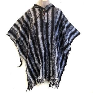 Hippie Boho Unisex Festival Gheri Baja Poncho Hoodie